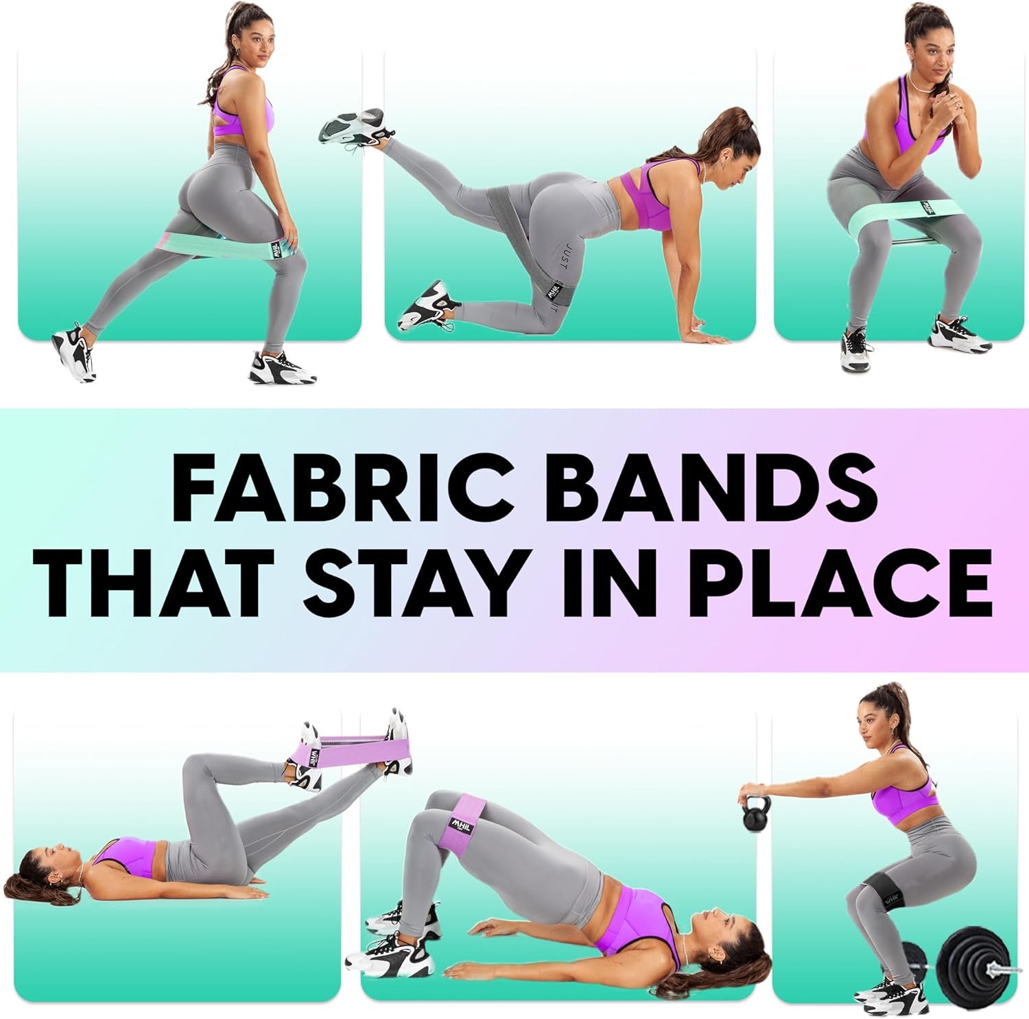 Fabric Resistance Bands for Working Out - 5 Booty Bands for Women and Men, Best Exercise Band Workout Bands for Workout Legs Butt Glute Hip - Gym Loop Fitness Bands Set for Home with Training Guide
