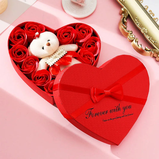 Soap Flower Rose Love Gift Box Valentine's Day Mother's Day Gift Heart Shape Simulated Rose Gift Box